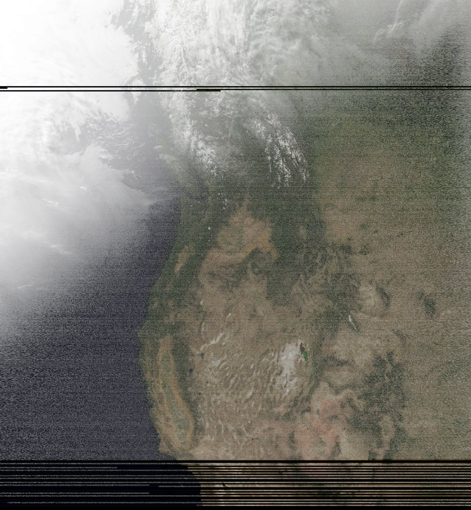 Decoded MSU-MR image of the Pacific Northwest from the recording